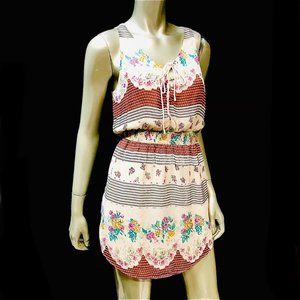 Free People Floral V-Neck Mini Dress